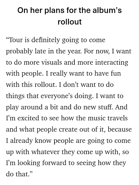 Tyla speaks to @ELLEmagazine on her tour and Album Rollout:

- 'Tour is definitely going to come probably late in the year. I really want to have fun with this rollout. I don’t want to do things that everyone’s doing. I want to play around a bit and do new stuff.'