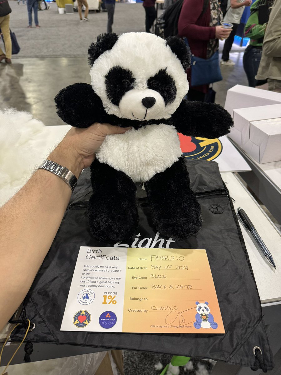 It was a pleasure to meet Jonathan Srikanthan @Atlassian Foundation and Fabian Lopez @Appfire share my thoughts about community giving. I also stuffed a panda bear that will be donated for a good cause. #AtlassianTeam24