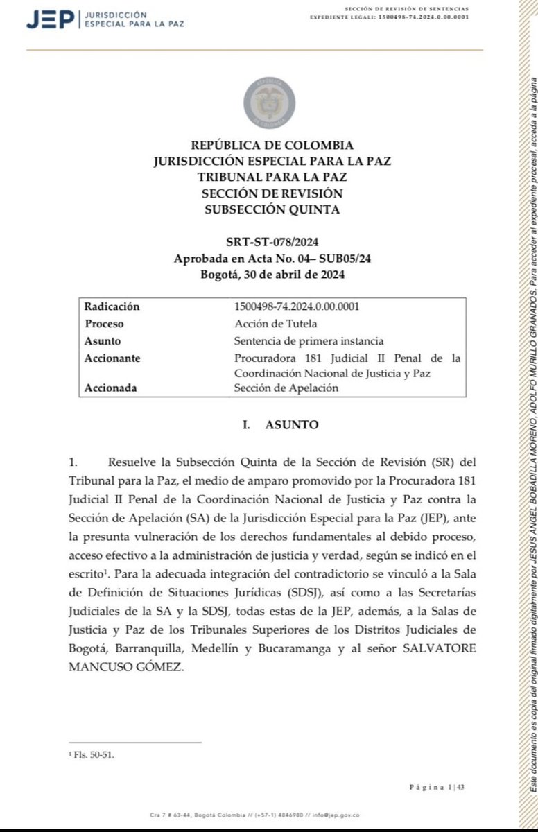 #UltimaHora este #FelizJueves tenemos en #Exclusiva la cara de Margarita Cabello @PGN_COL al enterarse que la @JEP_Colombia rechazó por improcedente la tutela que interpuso (@PGN_COL) con la que buscaba tumbar la admisión de Salvatore Mancuso en ese tribunal. Ahh, pero tendrá…