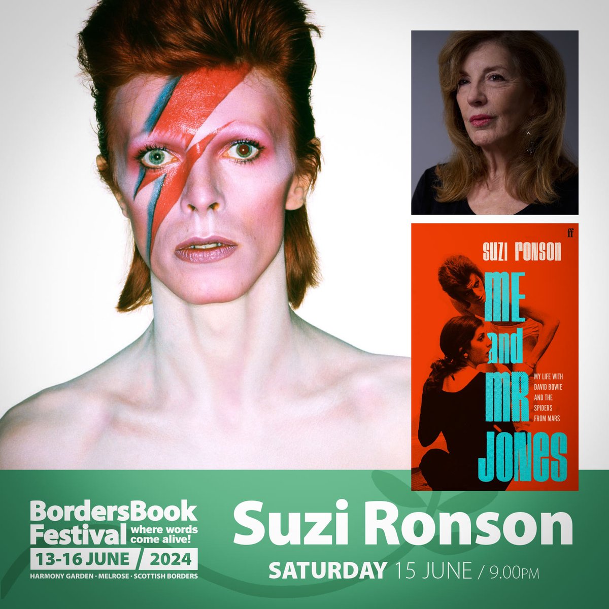 Suzi invented the Ziggy Stardust haircut and went on to influence the classic Bowie look. She married guitar legend Mick Ronson and was there when everything exploded. Are you an alligator? Don’t miss this. TICKETS: tikt.link/suzironson