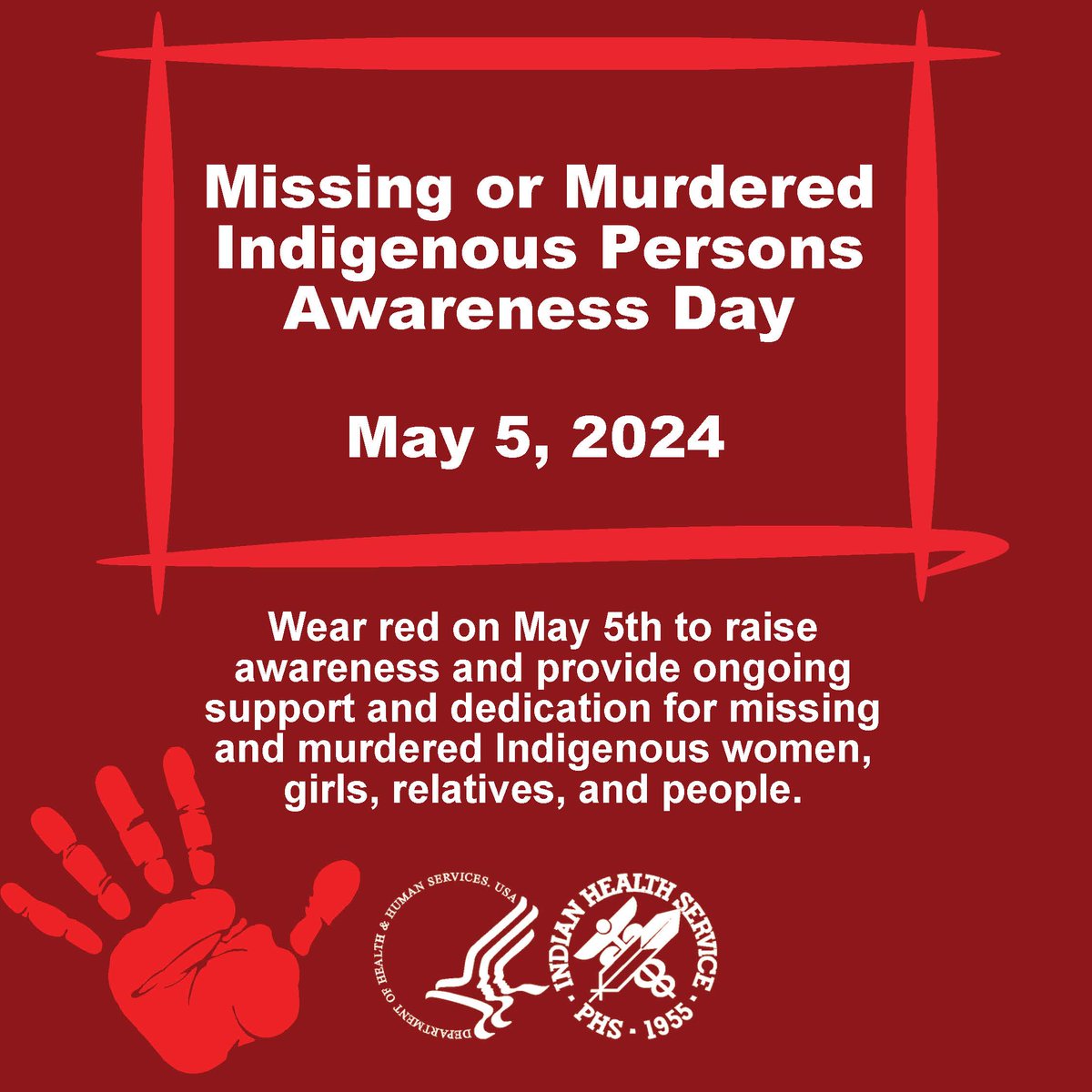 May 5 is Missing or Murdered Indigenous Persons Awareness Day – a day where we remember and honor victims and their families and commit to working with tribal nations and communities to achieve justice and healing. #NativeHealth #IndianCountry #MMIP