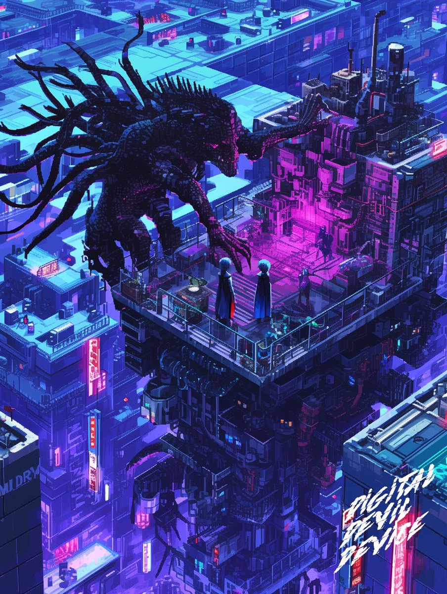 Cyberpunk City and Demon World

#DigitalDevilDevice #digitalart #aiart #scifiart #pixelart #neotokyo #cyberpunk #サイバーパンク #赛博朋克 #사이버펑