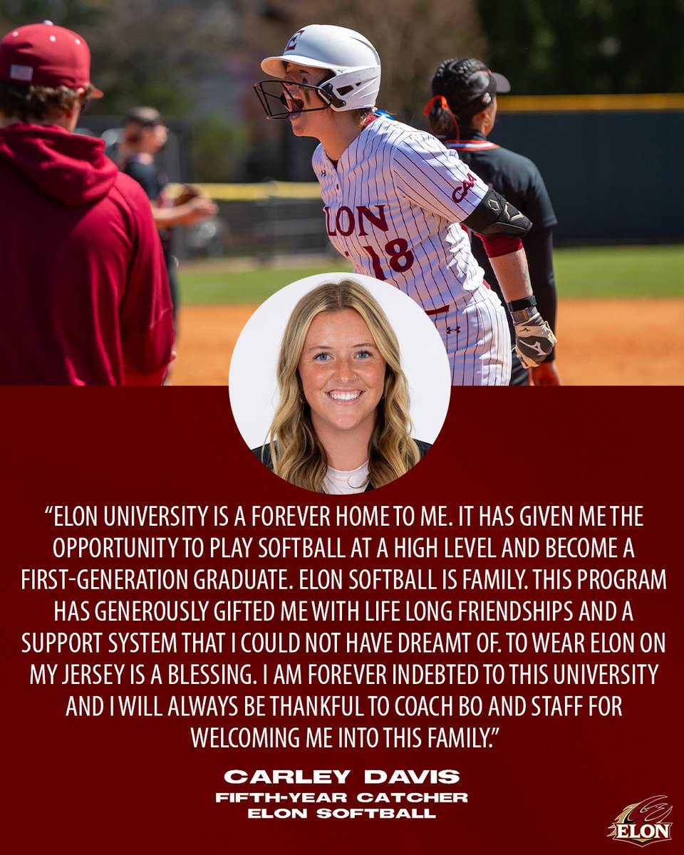 𝐒𝐄𝐍𝐈𝐎𝐑 𝐒𝐏𝐎𝐓𝐋𝐈𝐆𝐇𝐓 | <a href="/CarleyDavis22/">c a r l e y</a>

Another starter throughout her time at #Elon, Davis has provided great leadership behind the plate in her career with the Phoenix, ranking first in school history in runners caught stealing at the DI level!

#EUSB 🥎 #Team47