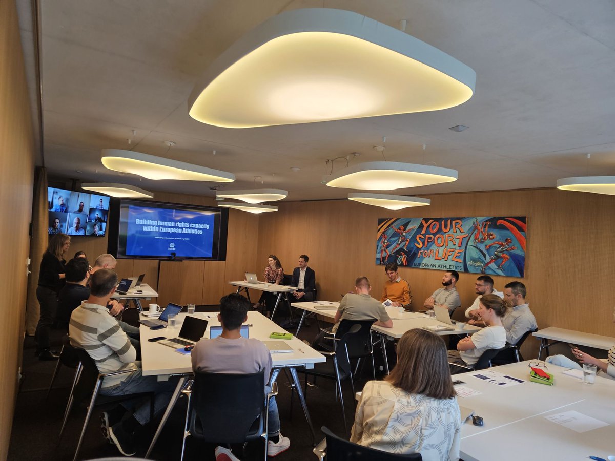This week the Centre led two workshops with @EuroAthletics to raise awareness on #HumanRights risks & opportunities for its staff & biding evaluation panel With this collaboration we hope to contribute to creating a positive, lasting legacy of future events #TeamHumanRights