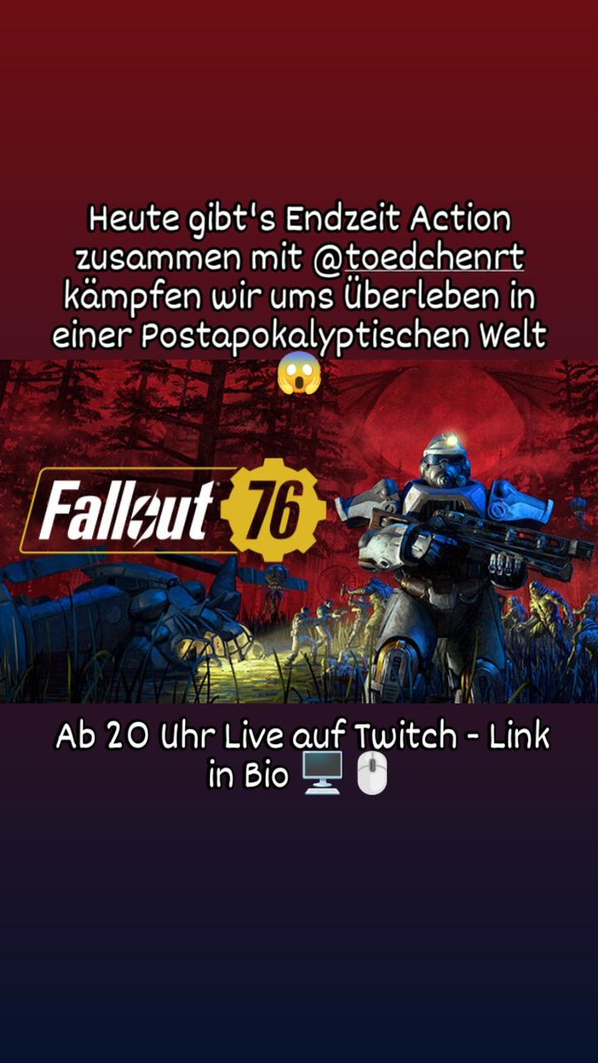 Endzeit Action 😱
#Fallout76 #communityabend #Multiplayer #der_pfeffie #stream #streamer  #twitch #twitchlive #twitchtv #twitchtvgaming #twitchde #twitchdeutschland #twitchkleinestreamer #twitchgermany  #twitchgamer #twitchgaming #twitchstreamer #twitchstreaming #twitchaffiliate