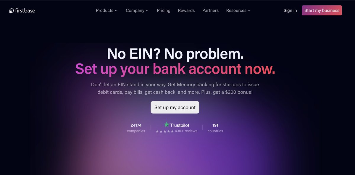 Looks like @tryfirstbase takes <4 weeks to get EIN while Doola takes 8 (unless I pay $300), which is a bit of a bummer. @doolaHQ do you have an equivalent of Firstbase's pre-EIN bank account feature?