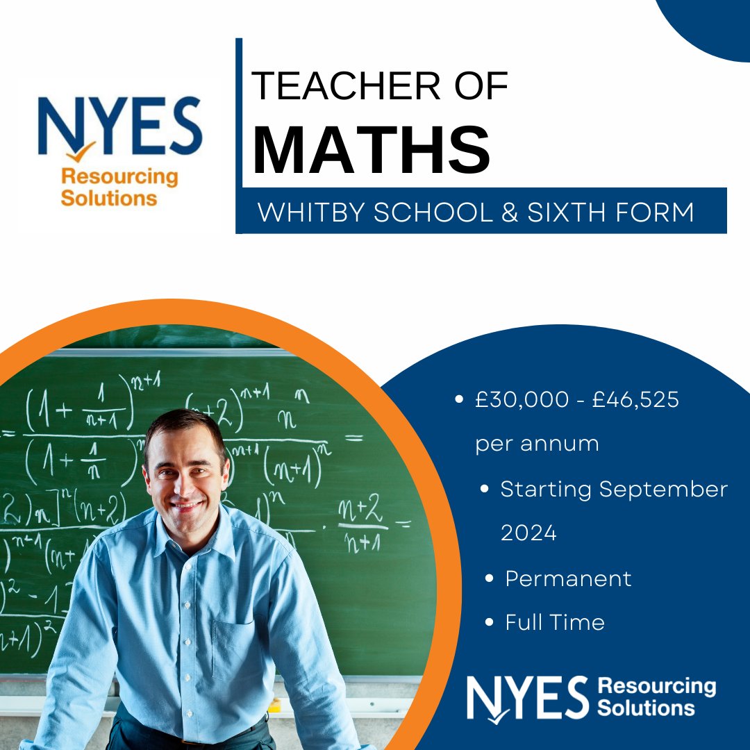 🏫Caedmon College (to be known as Whitby School from September 2024) are looking to appoint a Maths Teacher to join their team.👨‍🏫

Apply Now! bit.ly/3JJzqra

#TeachNorthYorkshire #WhitbySchool #MathsTeacher #TeachingJobs #Hiring