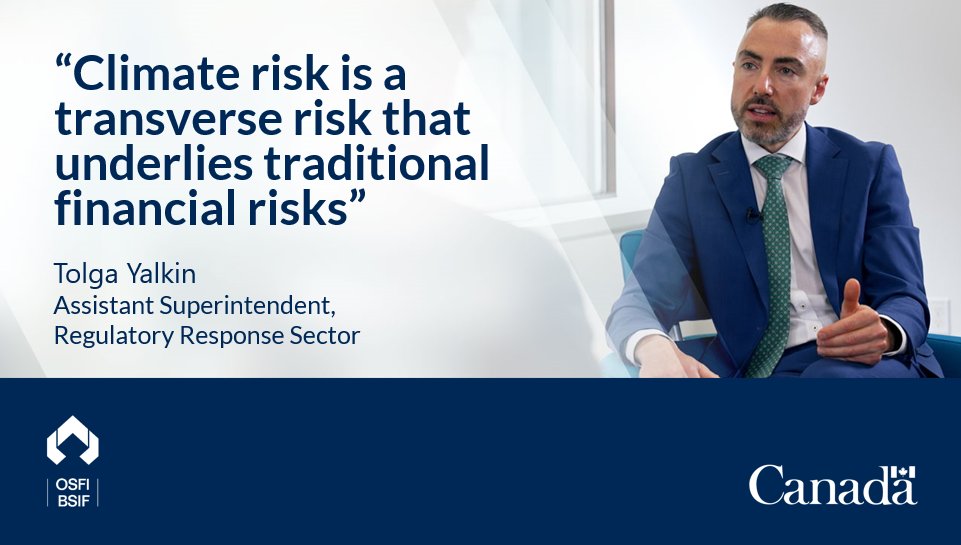#ClimateRisk can affect the bottom line of financial institutions and needs to be treated as a “cross-cutting” risk says Assistant Superintendent @TolgaYalkin.

Continue reading for key parts of his speech at Penner Institute conference in Montreal. 🧵 /1
