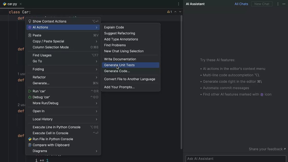 PyCharm Community Edition now features @JetBrains AI Assistant! The ability to chat with #AI Assistant and ask it to refactor or generate code are just some of the benefits that all PyCharm users can enjoy in our latest version, 2024.1.1. Learn more: jb.gg/ai-assistant-i…
