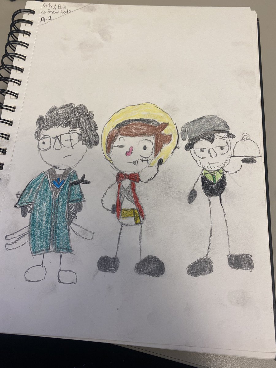 First time really doing this, but here’s a quick drawing I did of Salty, Pastey, and Gerber as the Straw Hat Monster Trio: Luffy, Zoro, and Sanji. @SaltyDKArtRT