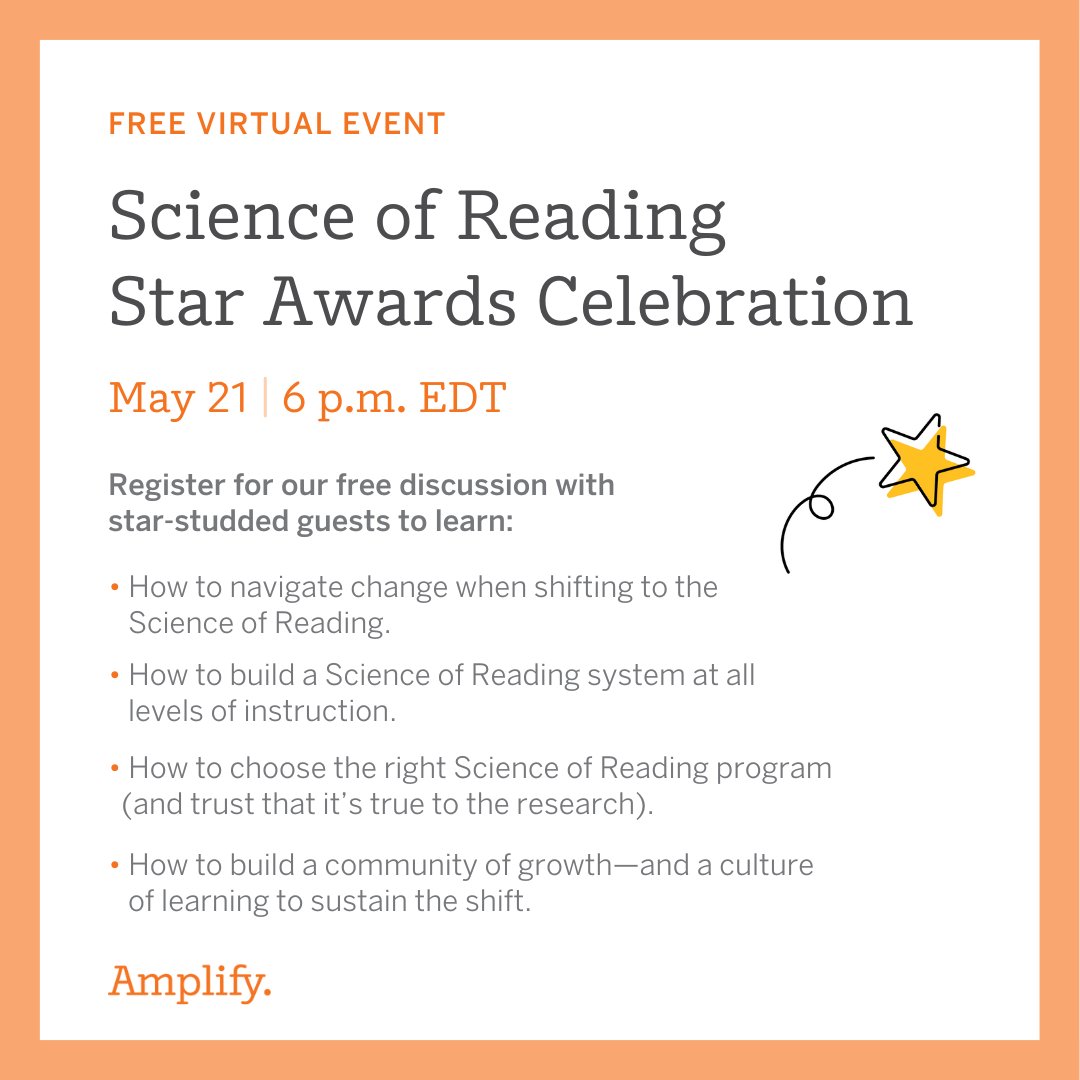 🌟 You're invited to the 2024 Star Awards! 🏆 Join change-making champions Malcolm Mitchell and Mitchell Brookins as they lead a thought-provoking discussion on how to make the shift with the Science of Reading. 🧡 Save your seat: at.amplify.com/starawards24