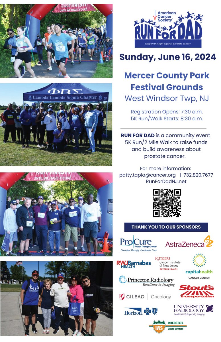Save-the-Date – American Cancer Society Run for Dad Event Sunday, June 16th at the Mercer County Park Festival Grounds! Our team will be there 💙 #ProYou #EarlyDetection #HopeBloomsAtProCure #cancertreatment #advancedformofradiation #CommunityEvent #CommunityImpact
