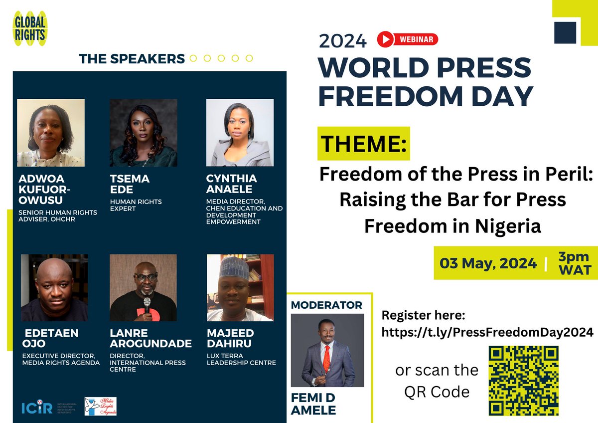 Our Speakers have all confirmed. The stage is now set for a very robust conversation. Join us as we commemorate the World Press Freedom Day 2024. Click on the link to register. t.ly/PressFreedomDa… #WorldPressFreedomDay #PressFreedom #ProtectCivicSpace #pressfreedomday…