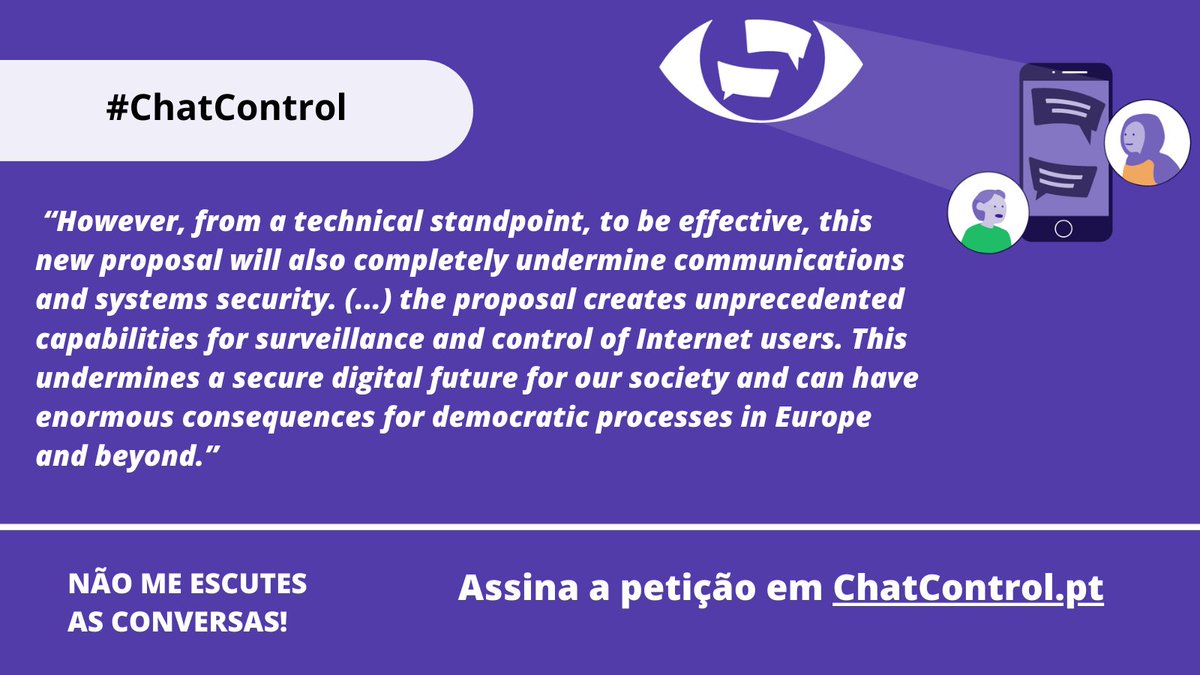 A carta é arrasadora: as recentes mudanças no #ChatControl continuam a atacar a criptografia extremo-a-extremo nas comunicações.

2/