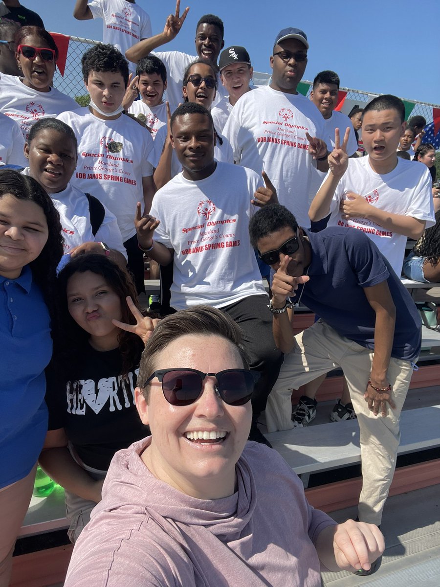 Today’s the Special Olympics Spring Games in Prince George’s County and I’m here on the ground with all my former students! What a joy it is to stand with them as they compete on the big stage. Congratulations to all the athletes today. Be brave in the attempt! 💪