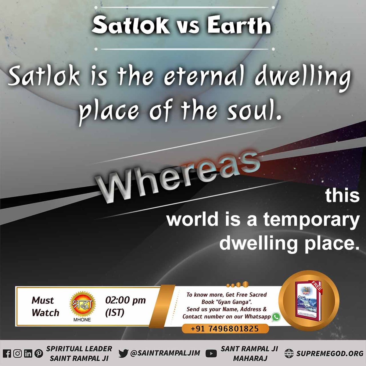 #GodNightThursday
Satlok vs Earth
Satlok is the eternal dwelling place of the soul.
Whereas this world is a temporary dwelling place.
📲To know more, Download our Official App Sant Rampal Ji Maharaj