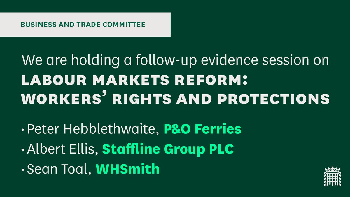 Tuesday 10am 🕙 We'll be questioning bosses at companies where concerns over labour rights have been raised. We'll also hear from policy experts on best practice and enforcement. Watch live: committees.parliament.uk/event/21463/fo…