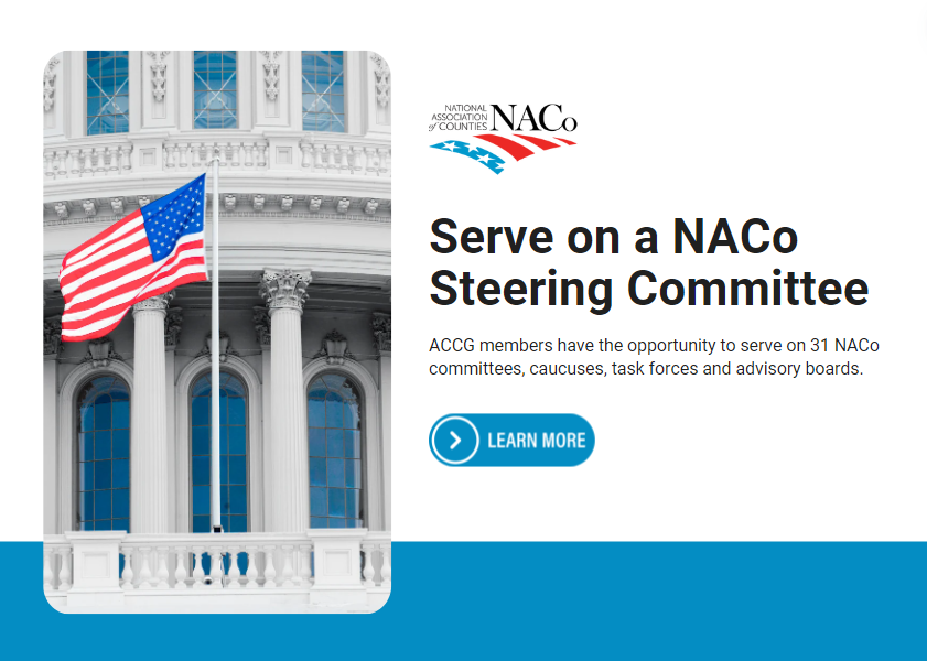 ACCG members can now apply for a NACo Steering Committee. County officials must submit a nomination for a steering committee position. For more information, click here: accg.org/page.php?ID=21…