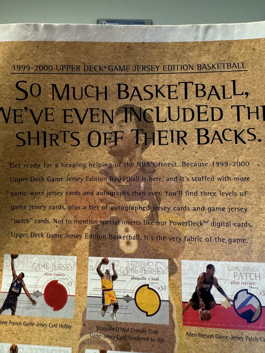 This ad actually changed the Hobby and our language forever (from 07/2000 Beckett mag) Read the 4th and 5th line. Before this product, jersey cards were Jersey cards. But after this product there was a higher level of Jersey card called “patch cards”.