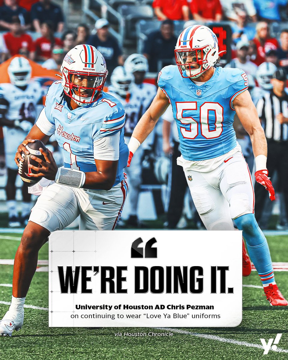 The University of Houston declined the NFL's demand to stop wearing uniforms similar to ones worn by the Oilers decades ago 💁‍♂️ (via @HoustonChron)