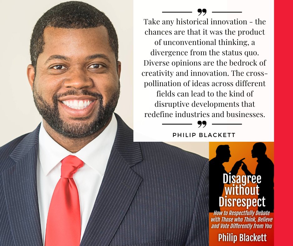 #Innovation in #business requires unconventional thinking. 📈

Unconventional thinking thrives when we allow #DiversityOfThought. 💡

We can progress through unconventional thinking when we are able to #DisagreeBetter. 🤝🏽