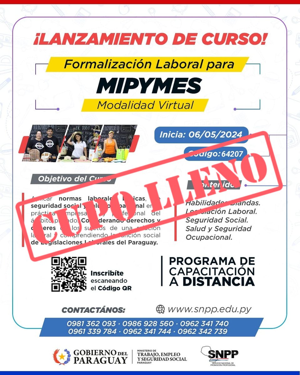 #FORMALIZACIÓN | 🎉 ¡Increíble respuesta a nuestro curso de capacitación! 🎉

🙌🏼💡 ¡Atención #MIPYMES! Queremos informarles que los cupos para nuestro #CursoOnline #Gratuito sobre #FormalizaciónLaboral se han llenado completamente. ¡Gracias por el entusiasmo y la rápida…