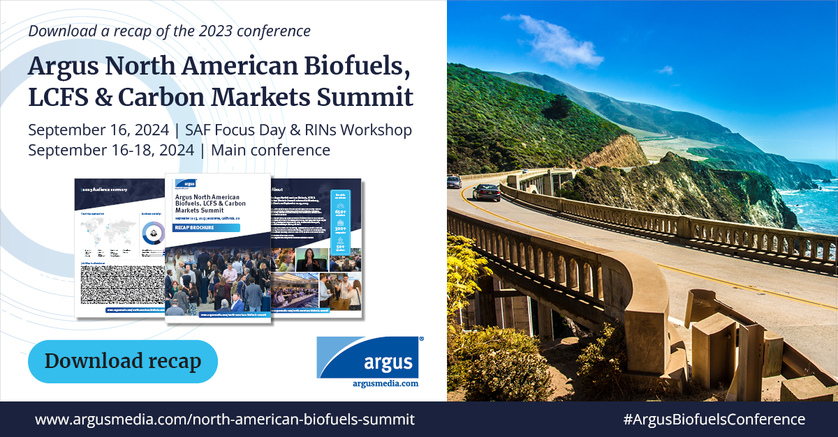 The #ArgusBiofuelsConference in Monterey, CA, returns Sept. 16-18. Download the 2023 recap to learn more about the 650+ peers from government, obligated parties, biofuels producers, carbon market participants who attend: okt.to/TZGaBD #ArgusBiofuels #carbon #LCFS