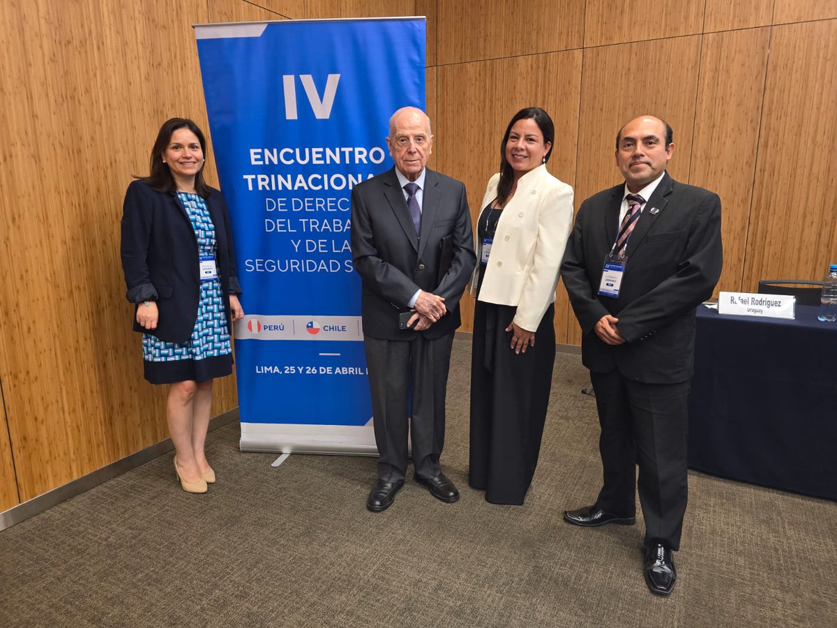 spdtss's tweet photo. IV Encuentro Trinacional de Derecho del Trabajo y de la Seguridad Social
Los días 25 y 26 de abril último se realizó en Lima el IV Encuentro Trinacional de Derecho del Trabajo y de la Seguridad Social: Perú – Chile – Uruguay 2024, en el cual nuestra Sociedad fue anfitriona. https://t.co/RdnlpTSmyN