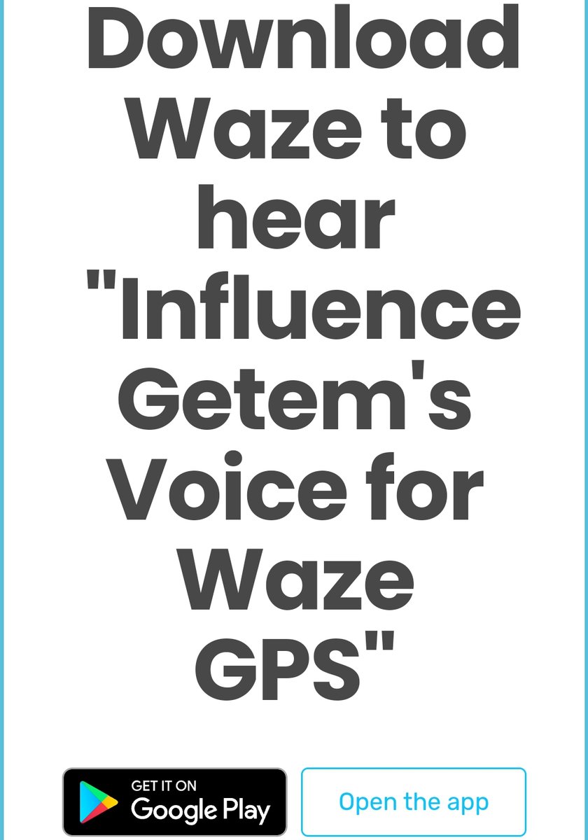 Get my voice on Waze #GPS Navigation for free. Tell a friend. #Blackvoices #Wazers #imaproblem #ig730gotbars #influencegetem 

waze.com/ul?acvp=f7a3f1…