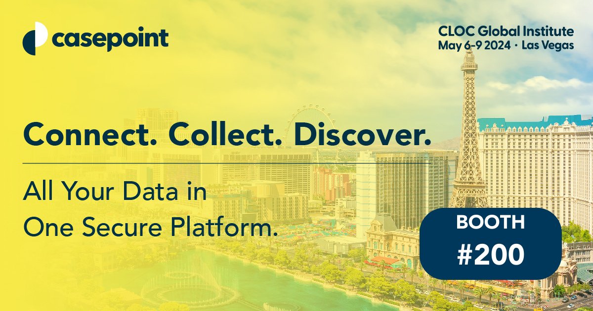 Counting down to #CGI2024! ⏰ Join us at booth #200 to experience a new era in #datadiscovery & #LegalTech. Say goodbye to old, cluttered systems and hello to streamlined #eDiscovery & #LegalHold processes! 

Don't miss out—schedule your #CLOC demo now! ⬇️
hubs.la/Q02vS6vf0