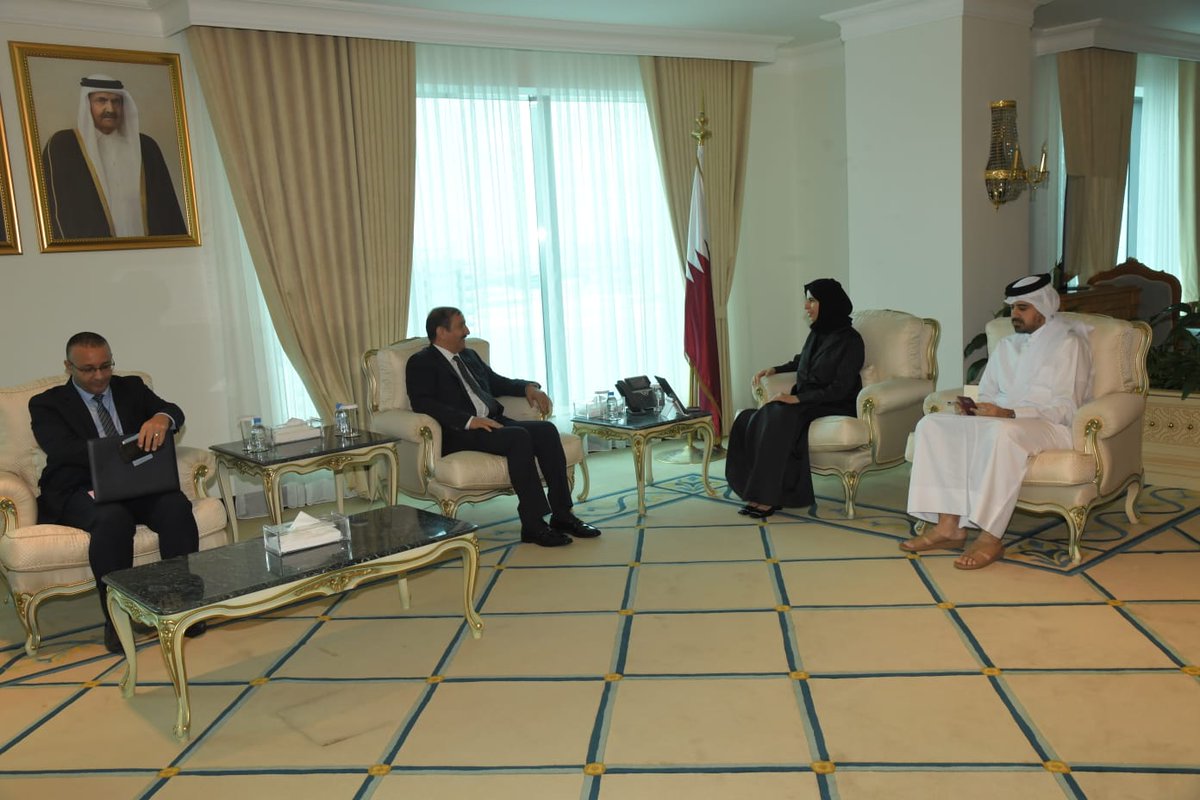 Minister of State for International Cooperation @Lolwah_Alkhater Meets Ambassador of Algeria #MOFAQatar