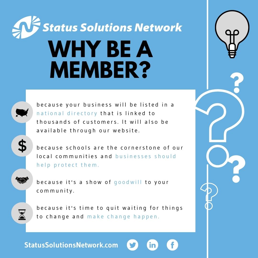 Why be a member of the Status Solutions Network? Because you can grow your business while protecting your community. Ask us how!
#StatusSolutions #StatusSolutionsNetwork #SchoolSafety #SituationalAwareness #PaySchools