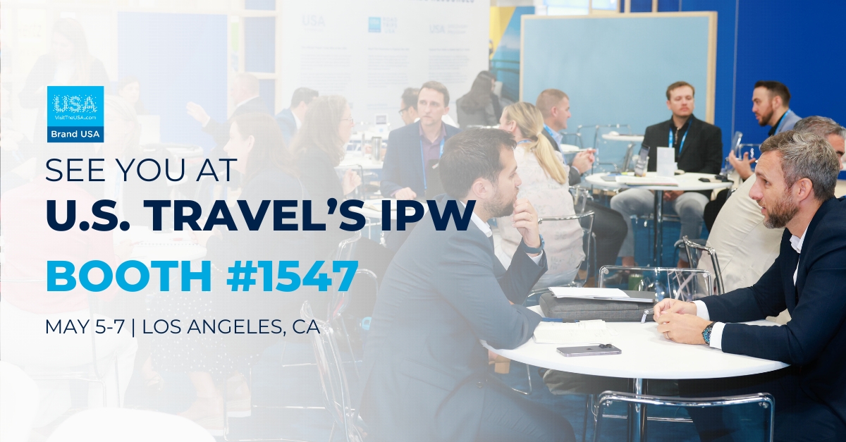 From trade and partner meetings to our press conference and can't-miss lunch featuring tunes from one of America's iconic rock bands, we are ready to connect with our friends from around the world at @ustravelipw! We'll see you at Booth #1547 this Sunday! #BrandUSA #IPW2024