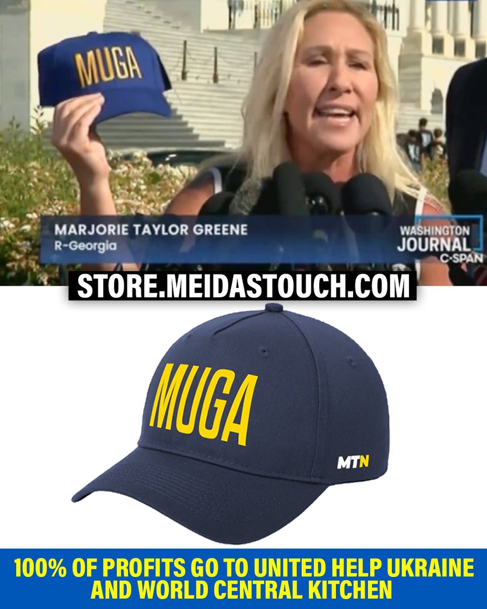 BREAKING: MTG had a meltdown over aid being sent to Ukraine and unveiled a new MUGA hat. In her honor, we are now selling the hat with 100% of profits going to two groups who do incredible work in Ukraine. Get yours – and thank Marge for her support! store.meidastouch.com/products/muga-…