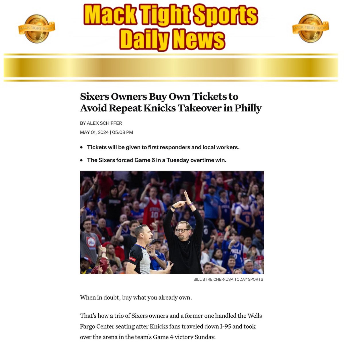 #Philadelphia76ers’ owners plan on buying tickets to prevent #NYKnicks’ fans out of seats at the #WellsFargoCenter in #Philly during the #NBAPlayoffs according to FOS 👀 #76ers - #MackTightRadio 📻 #Ready2LearnShow 🧐 [Watch #MackTightTV On #RokuTV ❌ #FireTV On Channel…