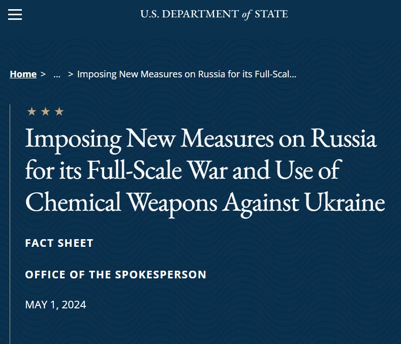 usa officially accusing russia of using chemical weapons in ukraine use of choking agent chloropicrin would violate the chemical weapons convention (which russia signed)