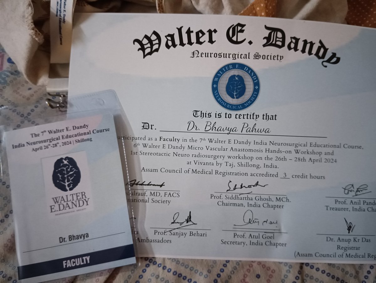 Congratulations to Dr. Bhavya Pahwa, Intern from the MBBS 2019 batch, who was invited as a faculty to deliver a talk on 'Artificial Intelligence for Vestibular Schwannoma' at the 7th Walter E. Dandy Neurosurgical Society's Annual Educational Conference in Shillong on April 26-28.