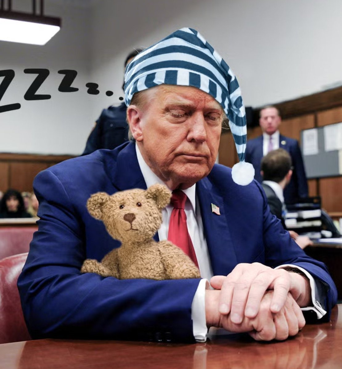 #SleepyDon suffering in courts having to arrive at 9, Even as president, #LazyDonald never started his day early. He had “executive time” (sleeping in, tweeting, watching #FauxNews, spackling on his makeup) until 11, but making up by leaving early! 
#Trump #LazyBoy #LowEnergyDon