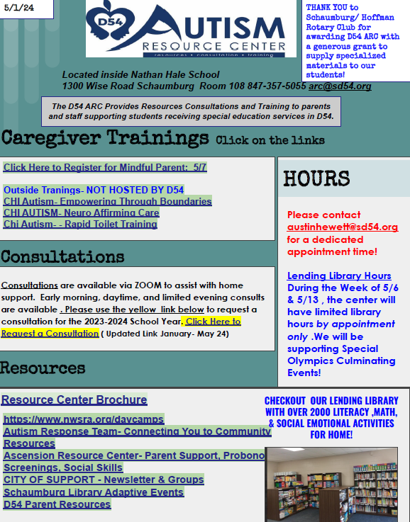 District 54 Autism Resource Center (@sd54arc) on Twitter photo Parents <a href="/D54schools/">School District 54</a> - Email arc@sd54.org to be added to our weekly outreach email! Gather resources, request a consultation, and learn about upcoming trainings! Parents <a href="/D54schools/">School District 54</a> - Email arc@sd54.org to be added to our weekly outreach email! Gather resources, request a consultation, and learn about upcoming trainings!