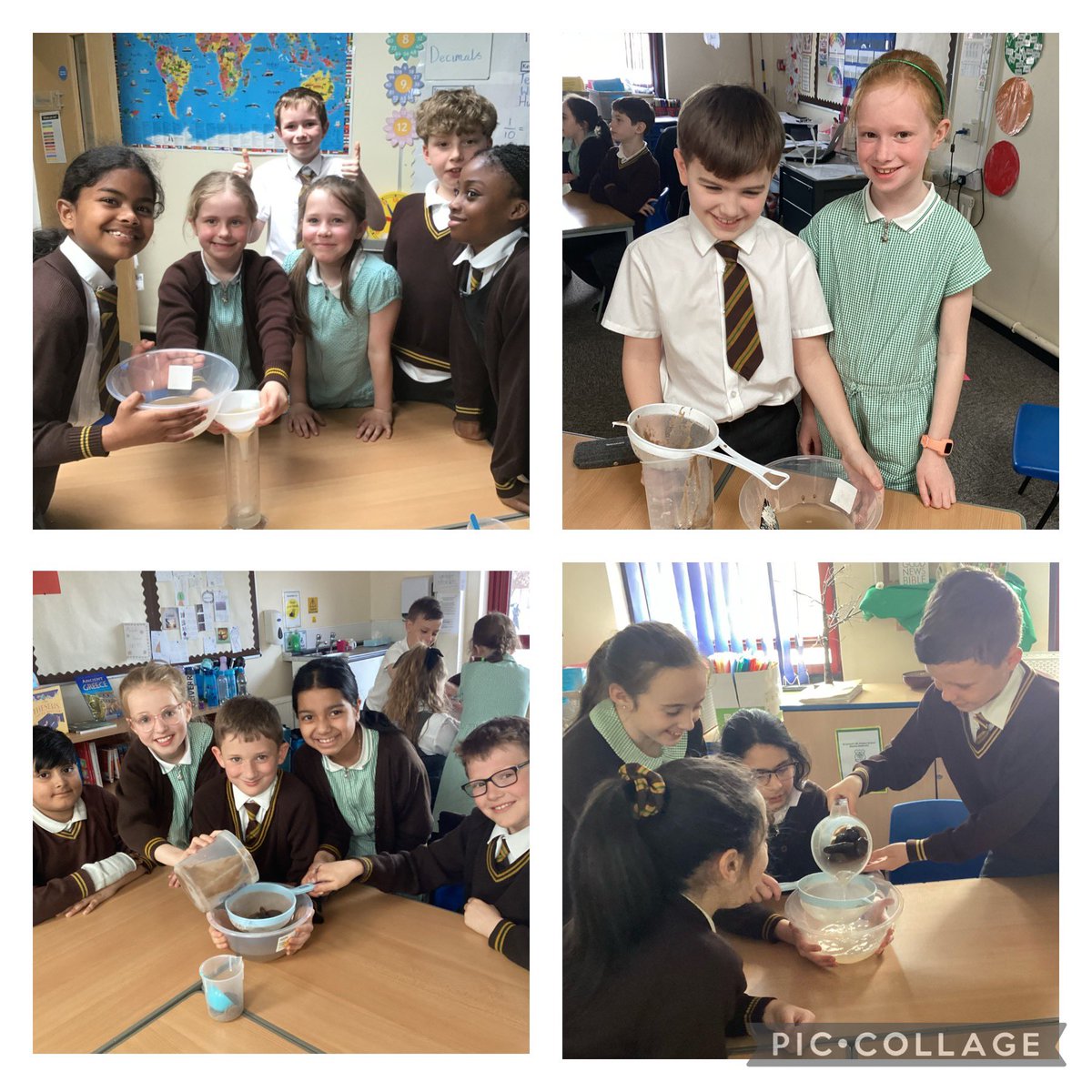 We had lots of fun investigating different methods of separating sand, water, stones and salt. #stherbertsscience