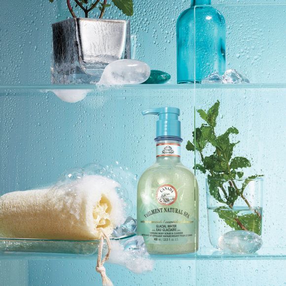 Veilment Natural Spa Glacial Water Cooling Bath Scrub & Cleanser -- an innovative exfoliating body wash that cools and refreshes!  Treat yourself to a spa day! #AvonRep #ExfoliatingScrub #Veilment #CoolAndRefreshing @avoninsider avon.com/repstore/pamwa…