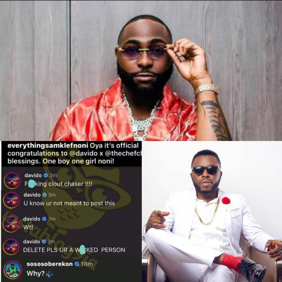 For every SAMKLEF action there is an opposite reaction. Newton law of motion…SAMKLEF no find trouble! Throw back Thursday reason why samklef drag davido like Nigeria generator. Na davido na him price market samklef come sell am give am jara. Samklef na wicked man. 😂 no find…