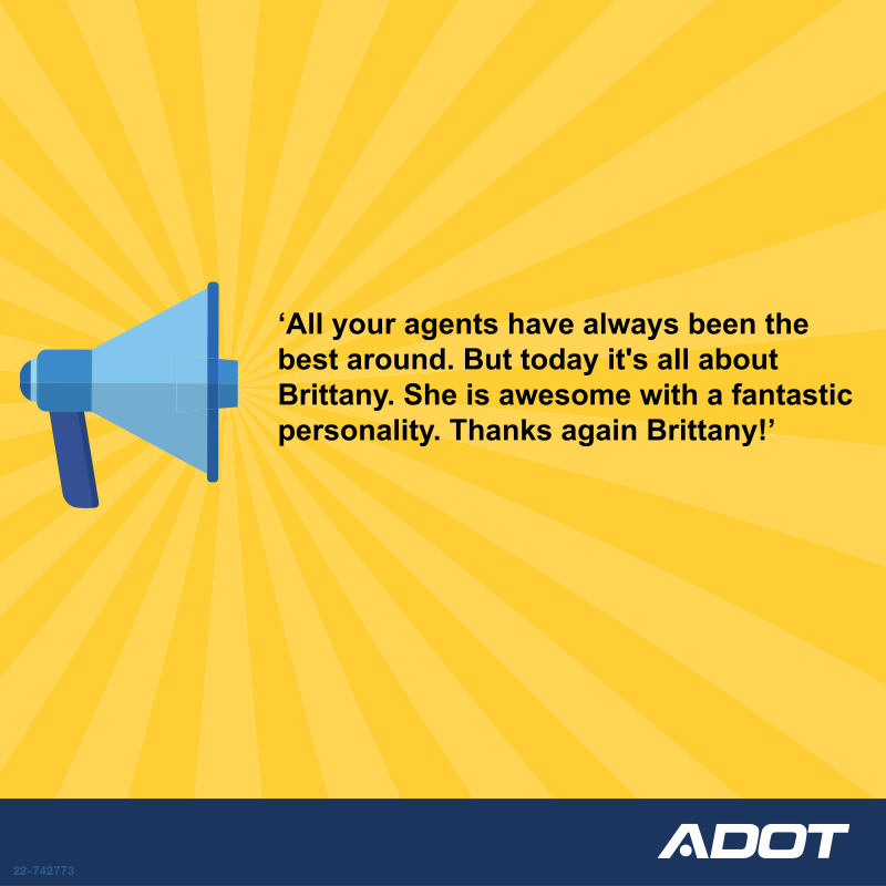 Customer shout out to Brittany at the Parker MVD office