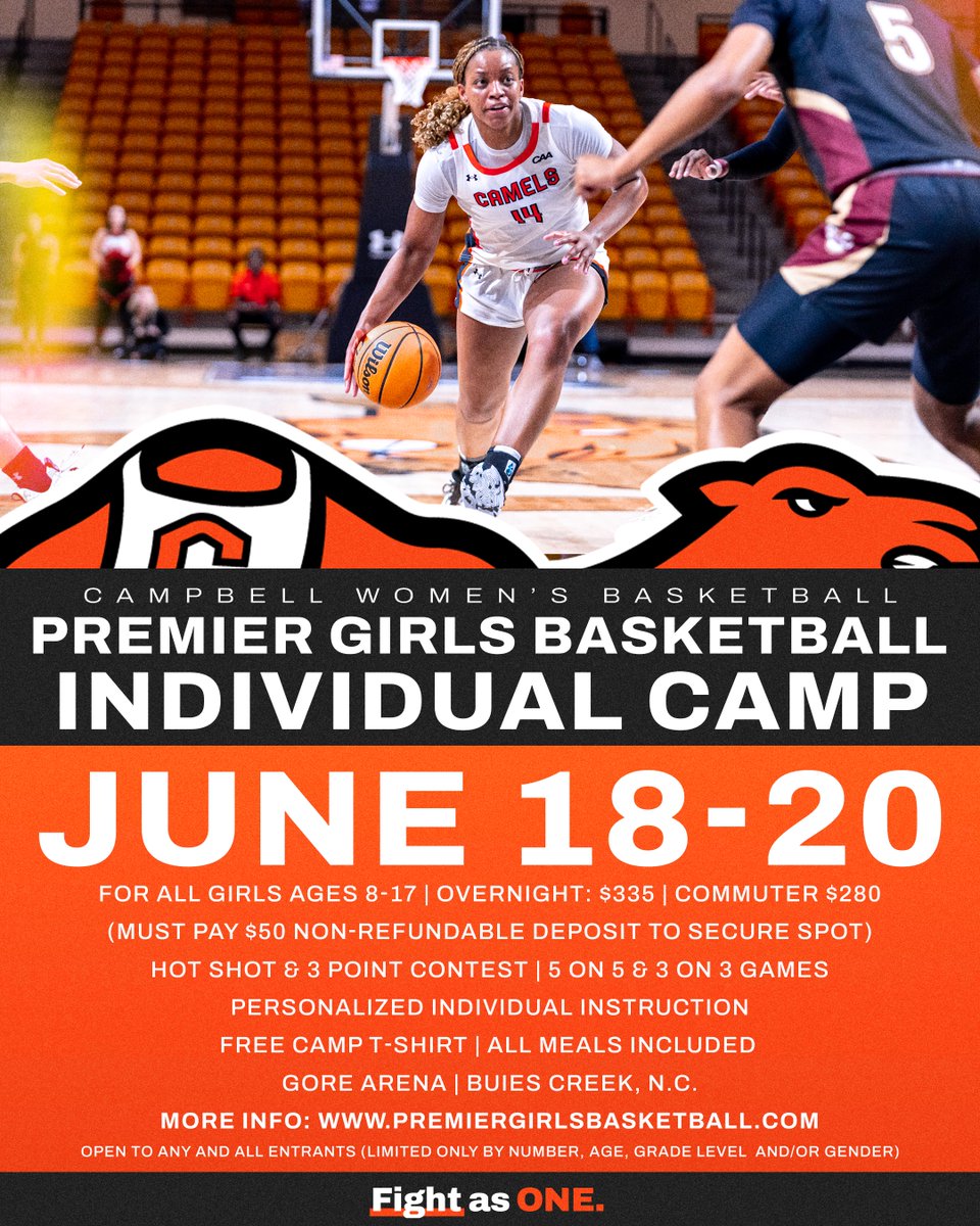 Improve your skills at our Individual Camp, June 18-20! Featuring ⤵️ 🔸 Hot Shot & 3-Point Contest 🔸 5v5 & 3v3 games 🔸 Personalized individual instruction 🔸 Free camp shirt and all meals included Sign up today ➡️ PremierGirlsBasketball.com #RollHumps 🐪🏀