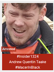 SeditionHunters's tweet photo. Trump wants to pardon them; extremists call them political prisoners; let's meet them.

Andrew Quentin Taake #macerinblack has pled guilty but has not been sentenced at this time.

Criminal History (not all listed here; see website) 
In May 2016, Taake was arrested for soliciting a minor online, a felony. According to the PSR, Taake initiated a conversation on a social media application with an undercover officer (“UC”) posing as a 15-year-old girl. After sending multiple explicit messages to the UC, Taake proposed an in-person meeting. The UC agreed and sent Taake an address. Before the meeting, Taake sent additional messages to the UC, including telling her that he “could go to jail” for what he was doing. Taake then went to the address the UC provided and was arrested. He was released on a $20,000 bond. His bond was revoked after his arrest and detainment in this case. The case remains pending.

While detained at USP – Lewisburg during the pendency and detention in this very case, Taake was found guilty of fighting with another inmate in March 2022 and August 2022 and of giving/accepting money without authorization in December 2022.

While detained at the D.C. Jail, Taake was written up for fighting with another inmate on December 14, 2023, less than two weeks before his change-of-plea hearing. Though he claimed self-defense, jail officials reviewed the CCTV footage and issued him a disciplinary report.

Website https://t.co/HQsqyKsdia