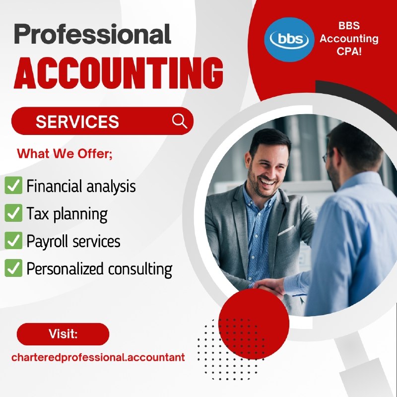 Seeking professional accounting services for your business? Look no further than BBS Accounting CPA!
See More: charteredprofessional.accountant

#BBSAccountingCPA #ProfessionalAccounting #AccountingServices #FinancialAnalysis #TaxPlanning #PayrollServices #ConsultingServices