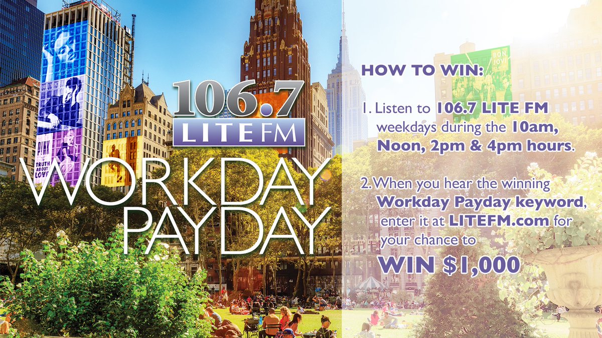 1067Litefm's tweet photo. 🎉 Tomorrow is the LAST DAY to win $1,000! Listen to @iheartradio at 10AM, 12PM, 2PM, and 4PM for the $1,000 keyword on air. Enter it on our site and you might just win that cash! 💰 #WinWithMe https://t.co/o8Wpv6m8ZA https://t.co/LwXMsYtJu9
