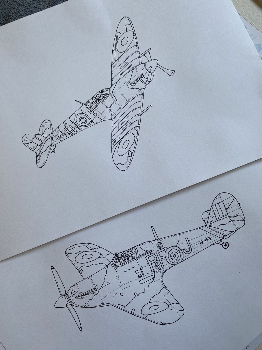 Spitfire and Hurricane about the join the BBMF set of illustrations