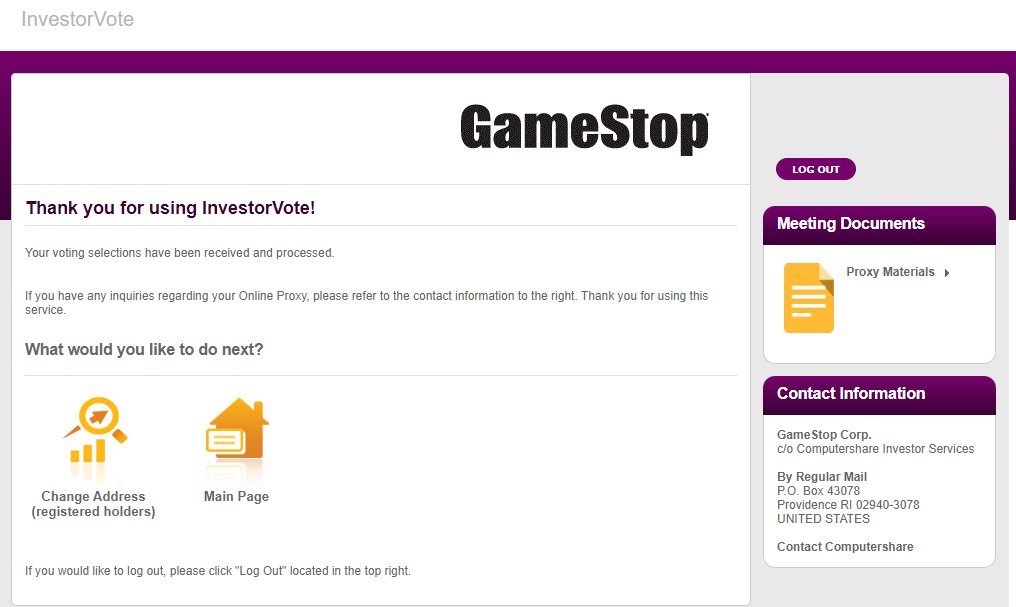 Vote #GameStop 
Voted Against Proposal 4