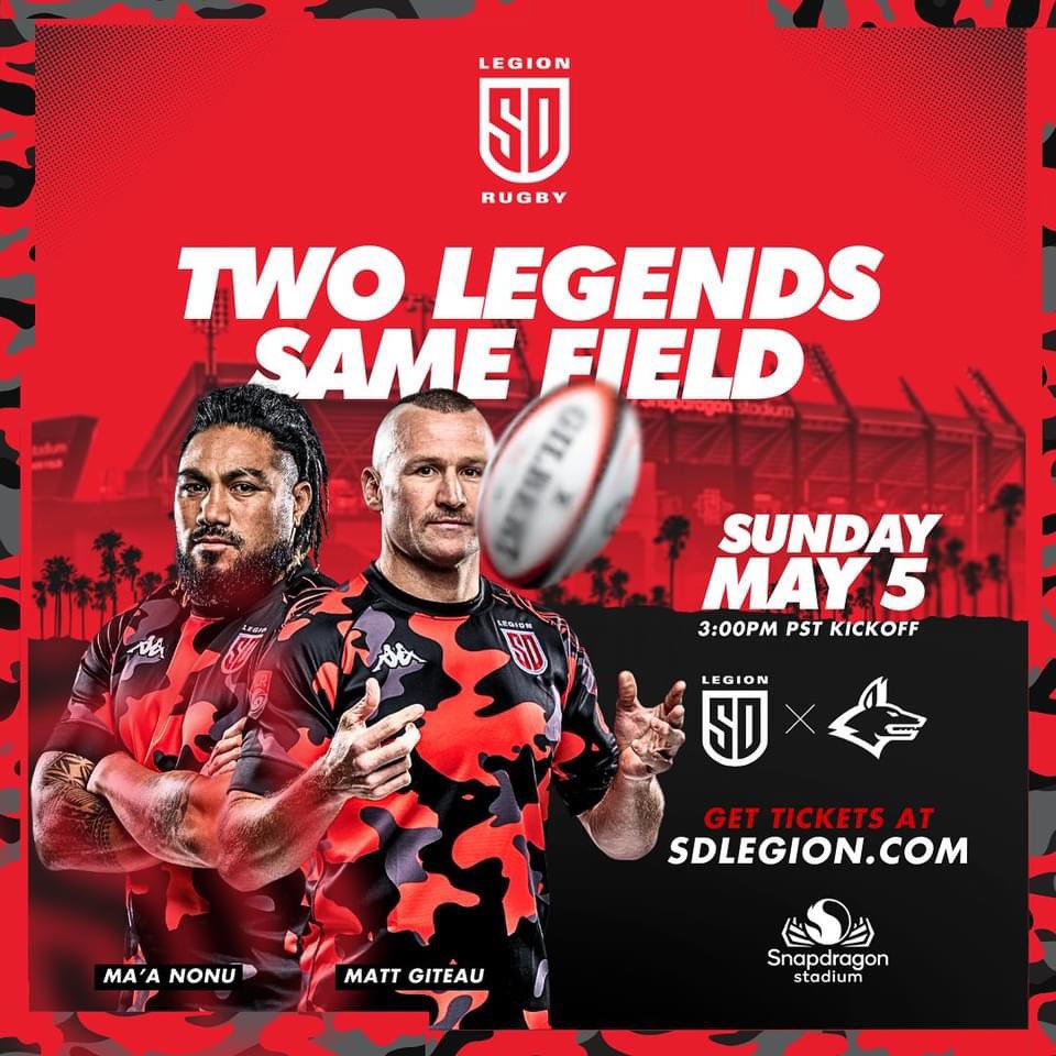 Heading to @SnapdragonStdm this Sunday working sideline 🎙️ for this historic showdown as @DallasJackals take on @SDLegion with @giteau_rugby back in @usmlr! 📺 @therugbynetwork 🍾